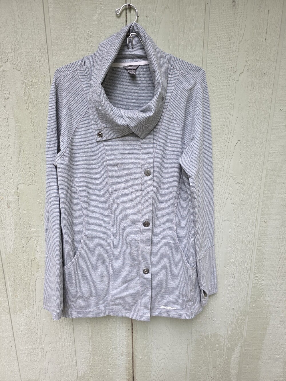 Eddie Bauer,Grey Funnel Sweater Jacket #JAC3 - Picture 5 of 16
